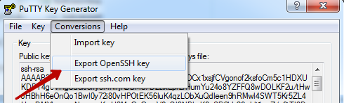 PUTTYGEN экспорт ключа в OpenSSH формат