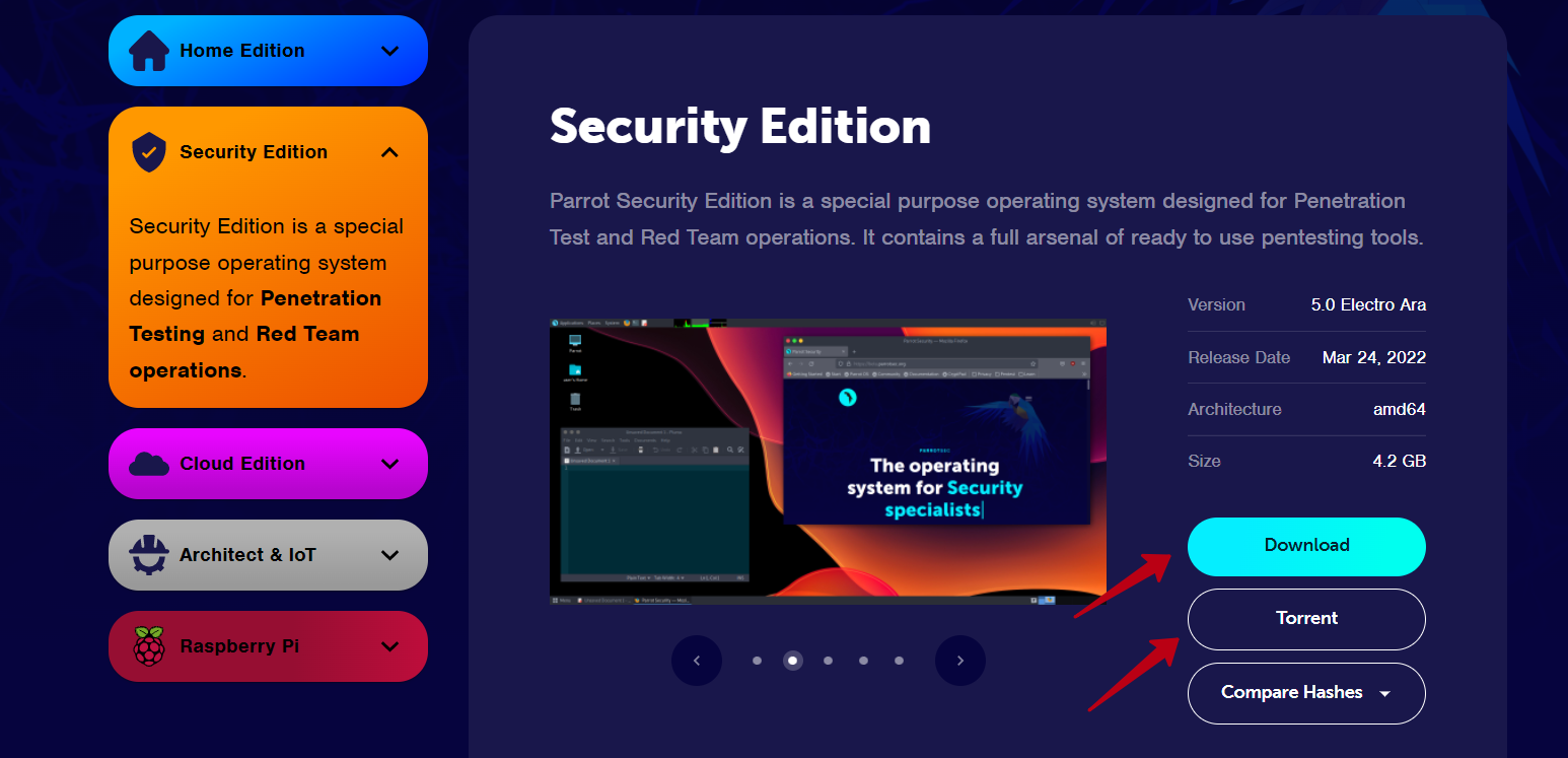 Download Parrot OS Security Edition