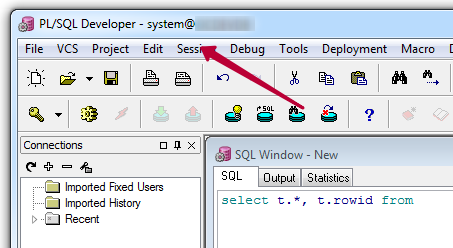 Заголовок окна PL/SQL Developer
